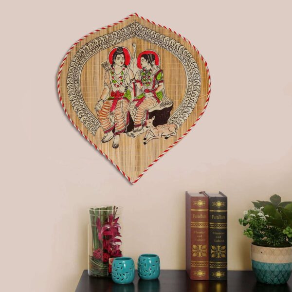 Bamboo Hand Crafted Leaf Design Wall Hangings Of Shri Ram Ji With Janaki Ji For Home Decor | Bamboo Art For Wall Decor - Image 2