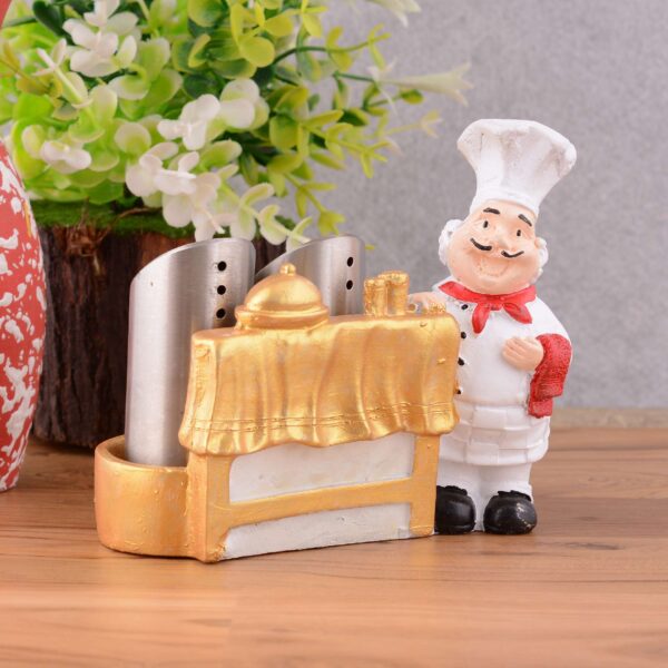 Resin Chef Figures Decorative Ornaments,Kitchen Decor,Cook Café Bar Statue, French Chef Figurines with Tray Message Board