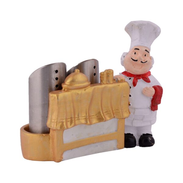 Resin Chef Figures Decorative Ornaments,Kitchen Decor,Cook Café Bar Statue, French Chef Figurines with Tray Message Board - Image 3