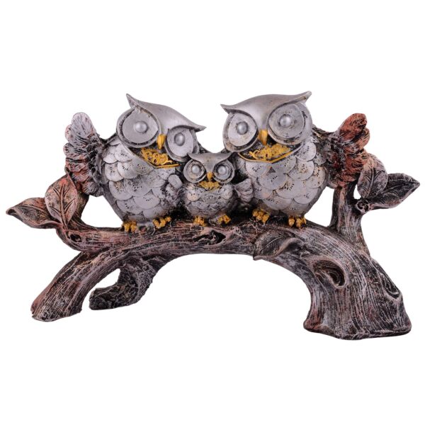 Owl Family Sitting on Tree Decorative Bird Showpieces Statue for Home Decor Living Room Bedroom Wall Shelf Table Top Garden Decoration Items -1 - Image 4