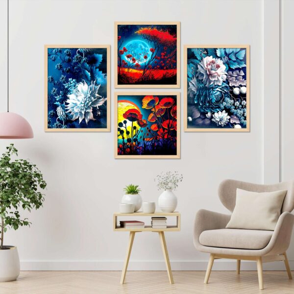 SET OF 4 DIGITAL WALL PAINTING