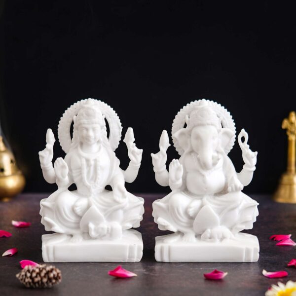 Laxmi Ganesha Idol Marble Murti For Puja Home Diwali Decoration Gifts