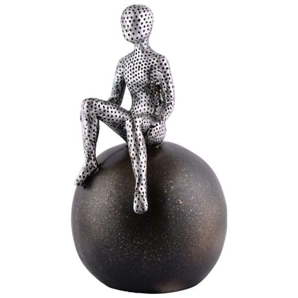 Men Sitting on Ball Showpiece for Home Decor Showpiece, Atlas Sculpture for Office Table Décor multicolour - Image 4