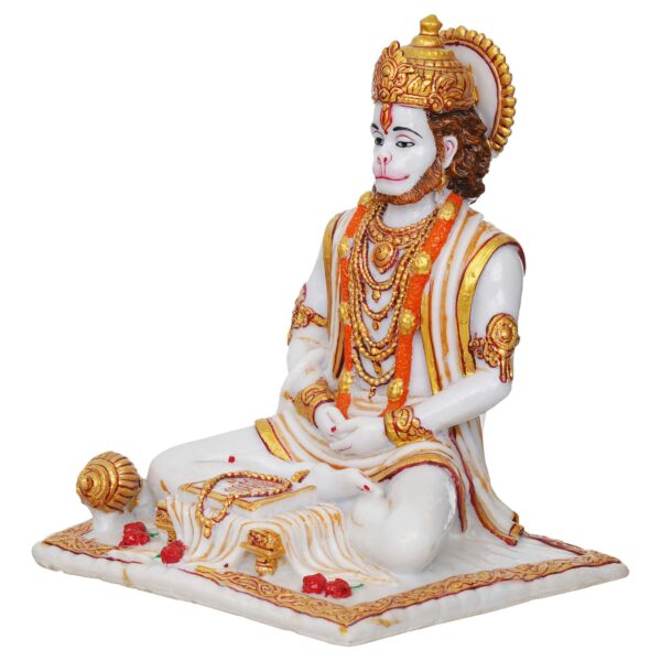 Lord Hanuman Sitting Statue with gada & Reading Book Decorative Showpiece - Image 2